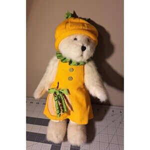 Boyds Bears Enesco Punkin' Patchbeary TeddyBear of Fall Yellow Dress Hat